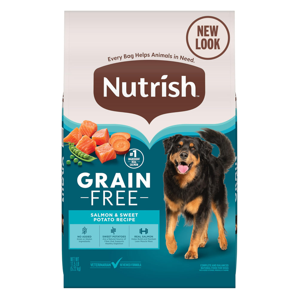 Nutrish salmón sin granos, bolsa 11.5 lb, para perros activos