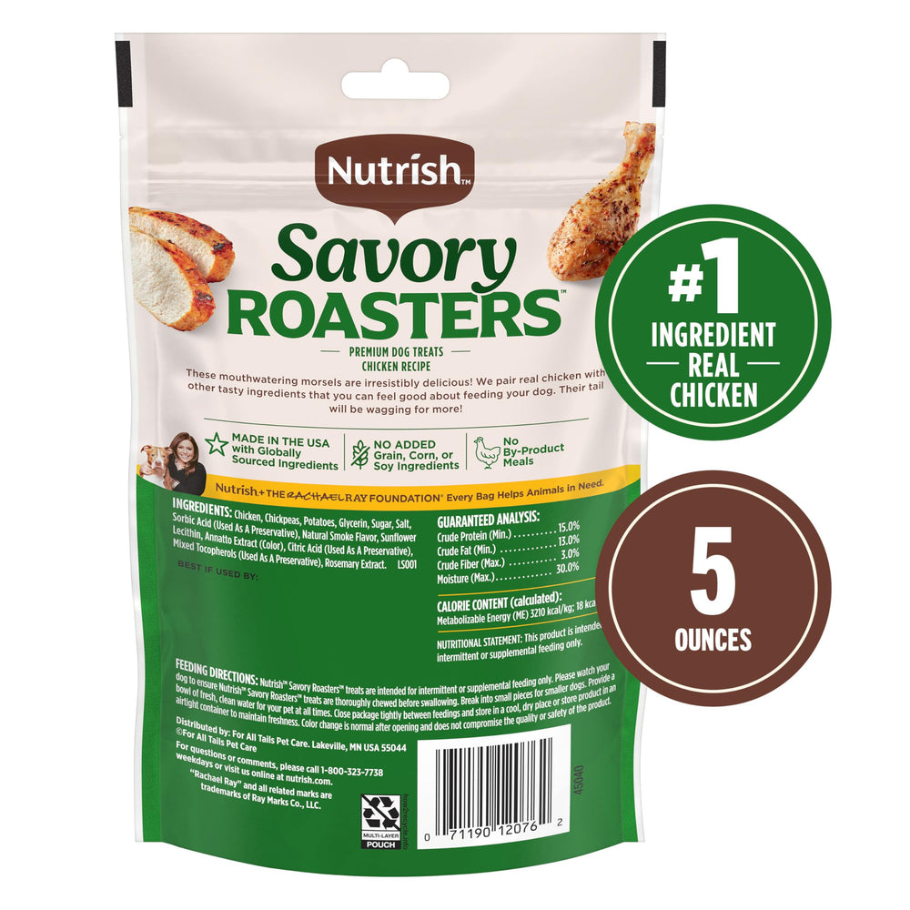 Nutrish Savory Roasters, paquete cerrado, mantiene la frescura entre snacks