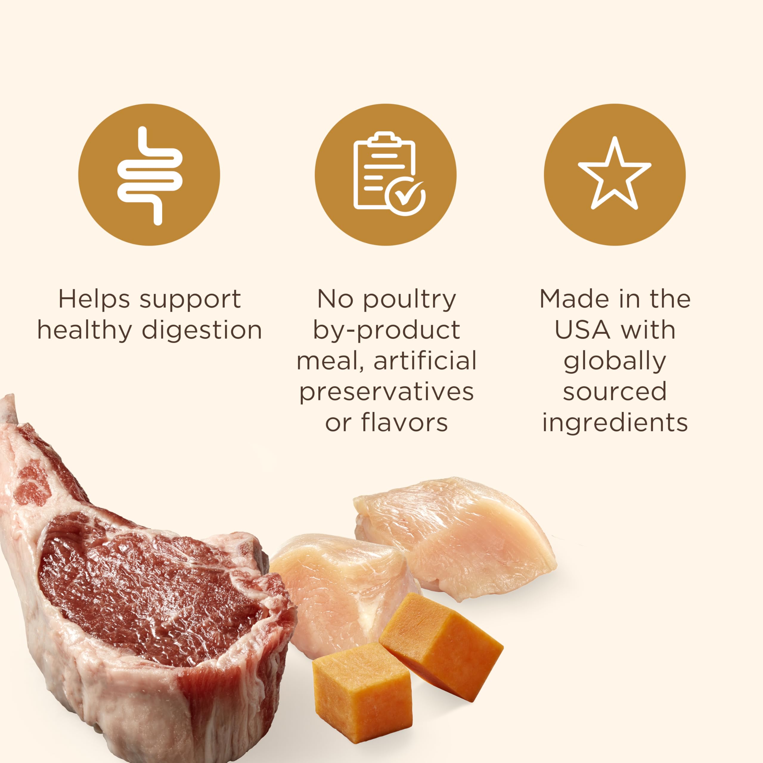 Nutrish sin subproductos avícolas ni conservantes artificiales para una dieta simple.