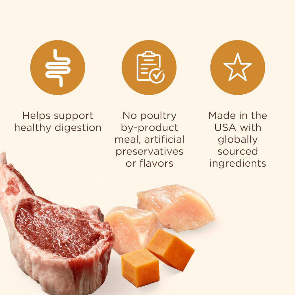 Nutrish sin subproductos avícolas ni conservantes artificiales para una dieta simple.