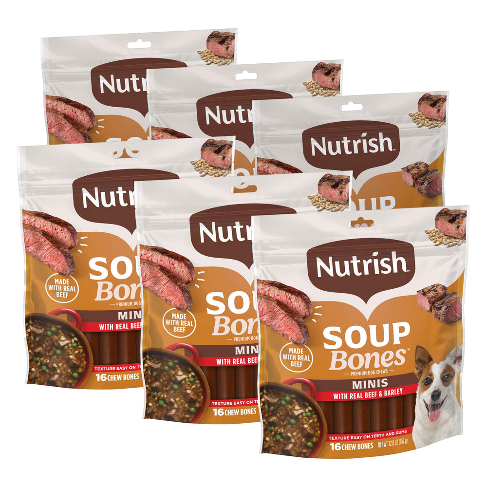 Nutrish Soup Bones Minis con real-carne para masticar suave.