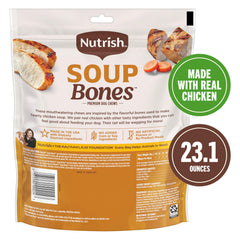 Nutrish Soup Bones empaque recerrable, mantiene la frescura entre tentempiés.
