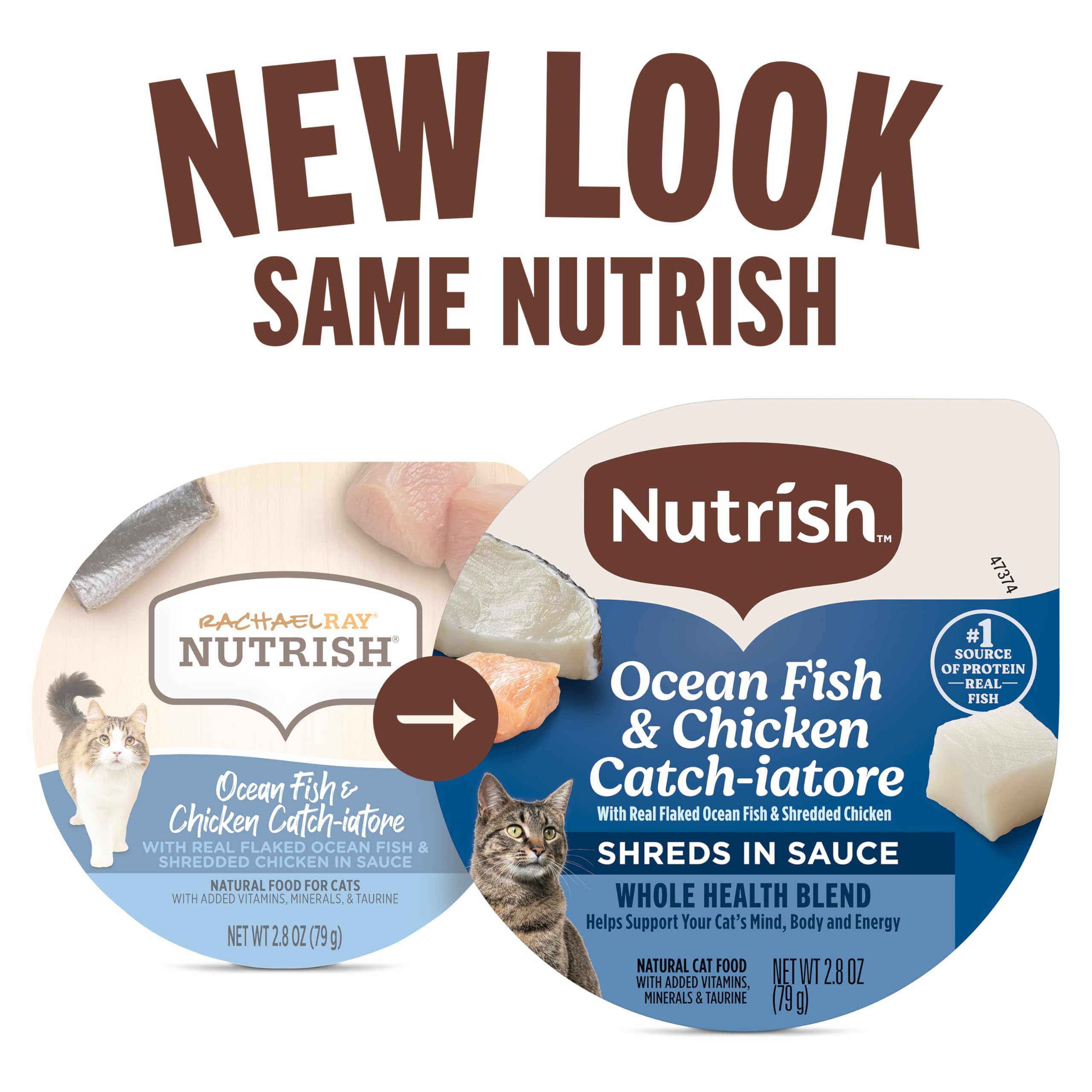 Nutrish tarrinas textura suave de pescado y pollo para degustación atractiva.
