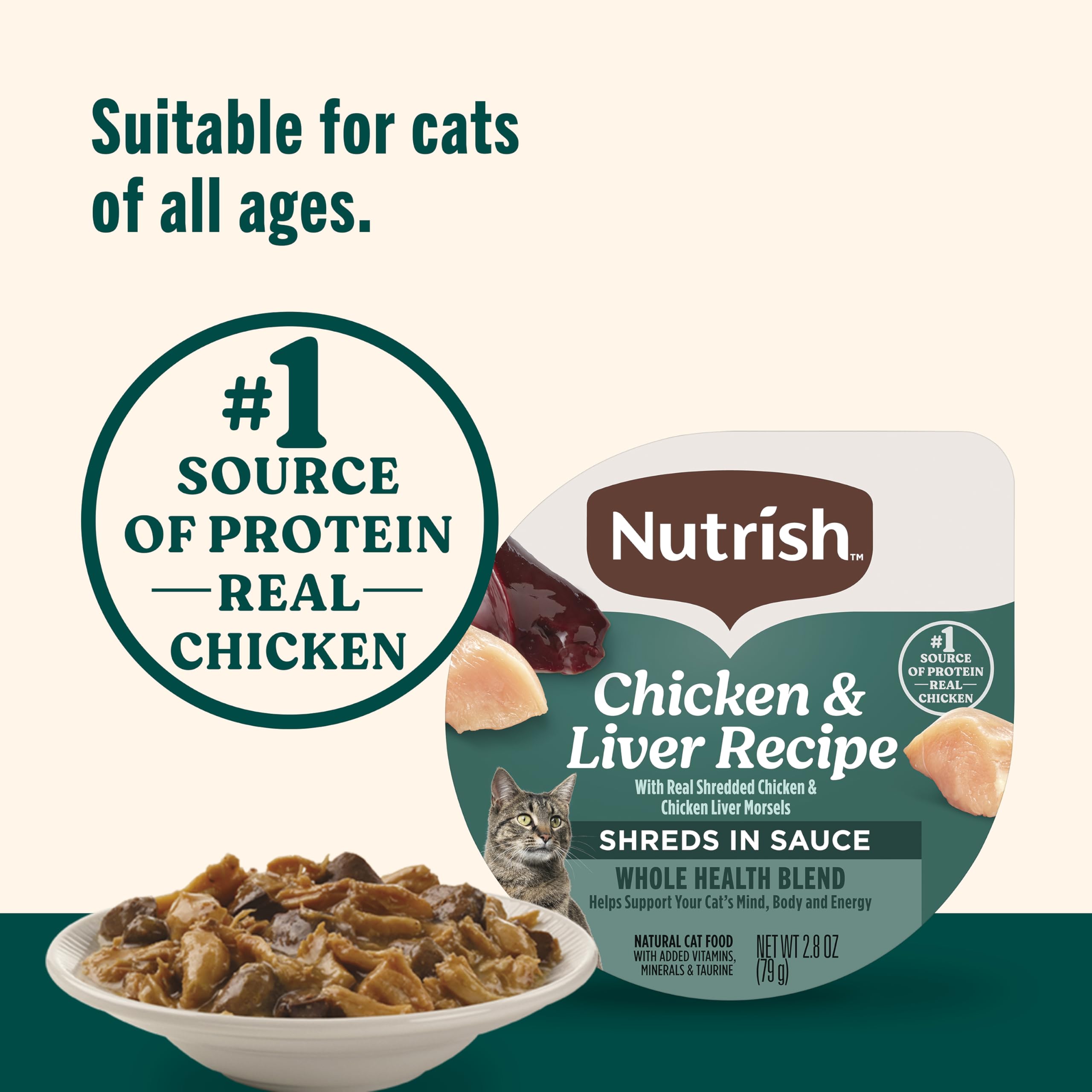 Nutrish con taurina y vitaminas: apoyo diario para el gato.