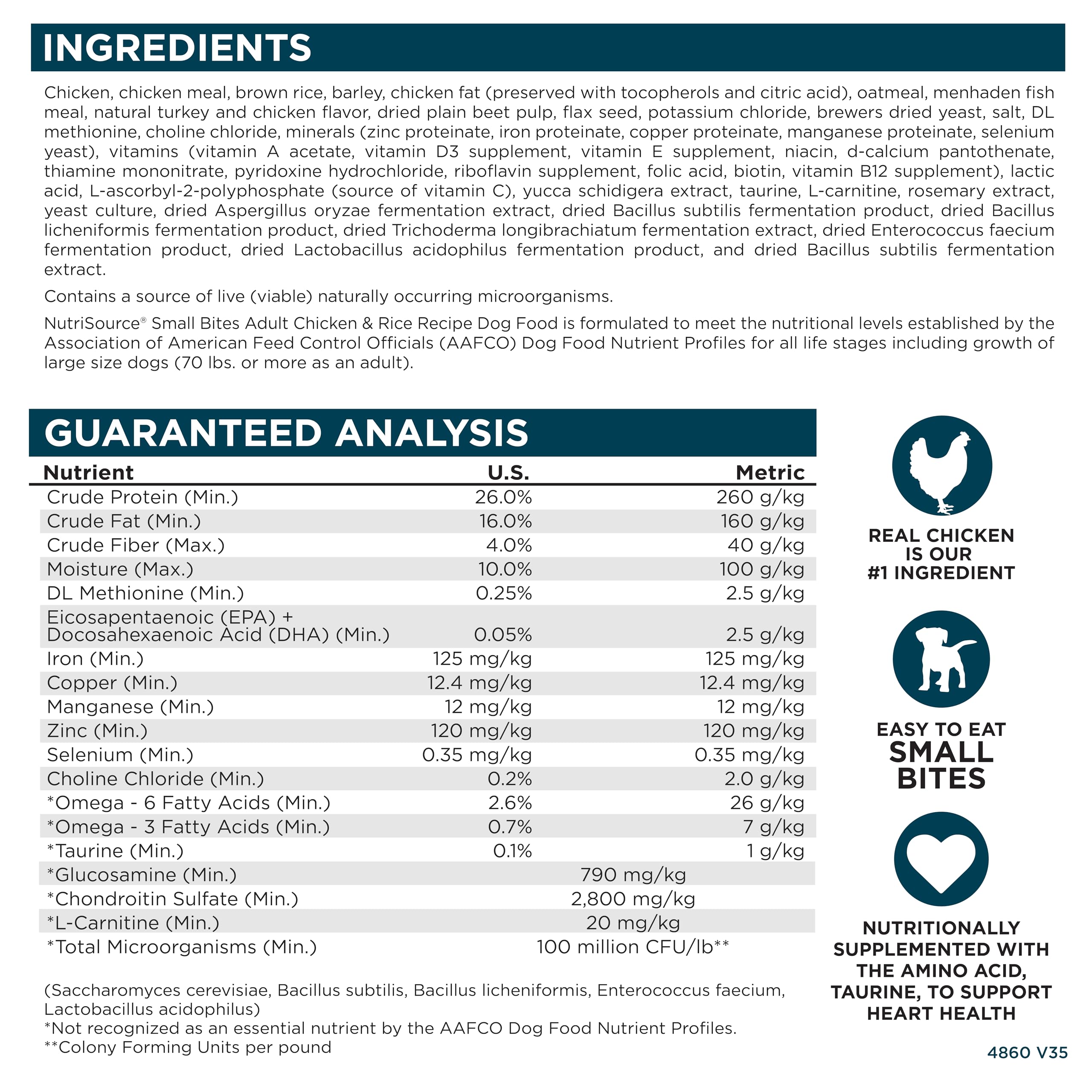 porciones de tamaño pequeño de nutrisource facilitan la alimentación diaria.