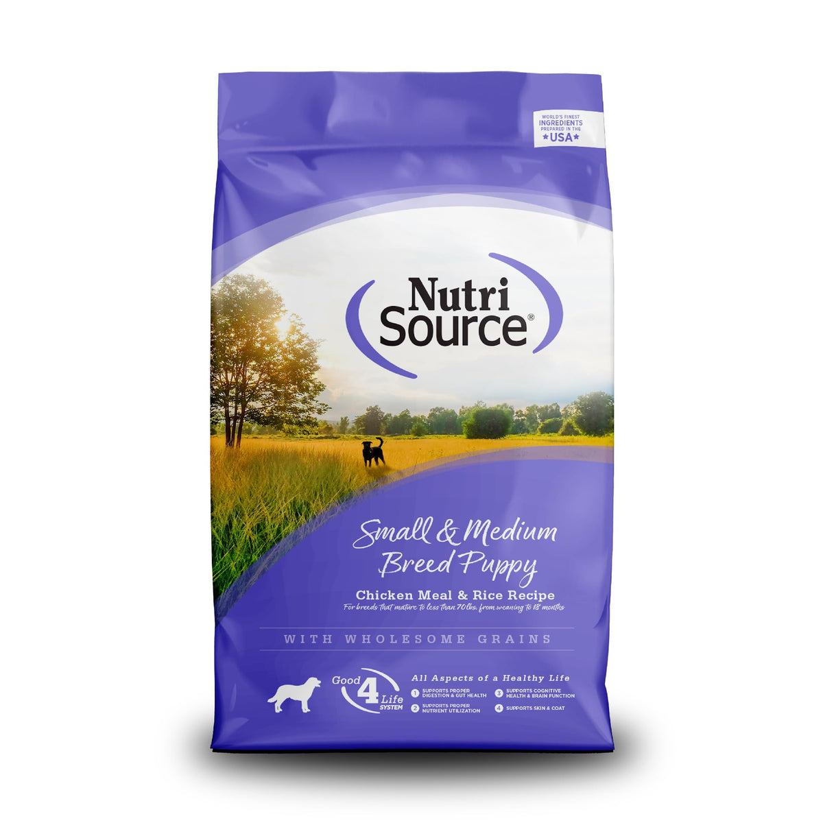 NutriSource alimento seco para cachorros pequeños y medianos, pollo-harina-arroz, soporte digestivo.