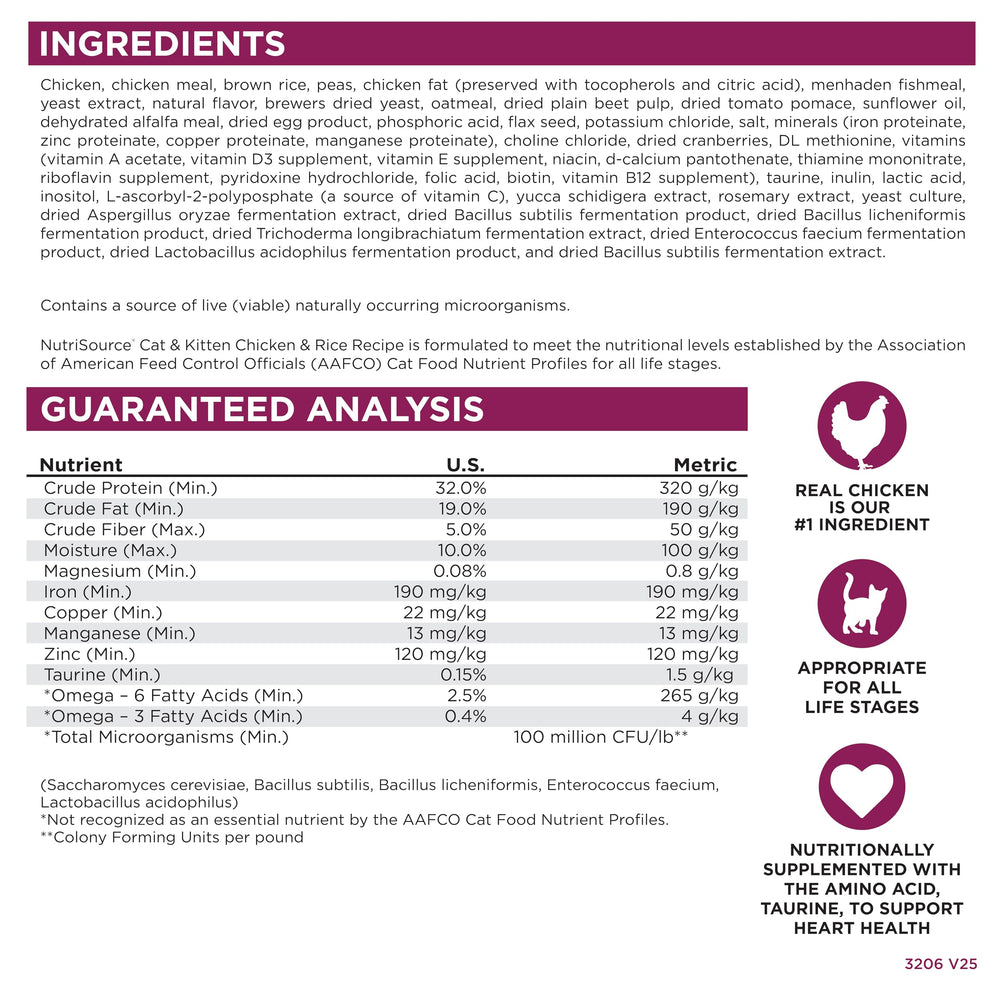 NutriSource etiqueta AAFCO: indica cumplimiento para todas las etapas de vida.