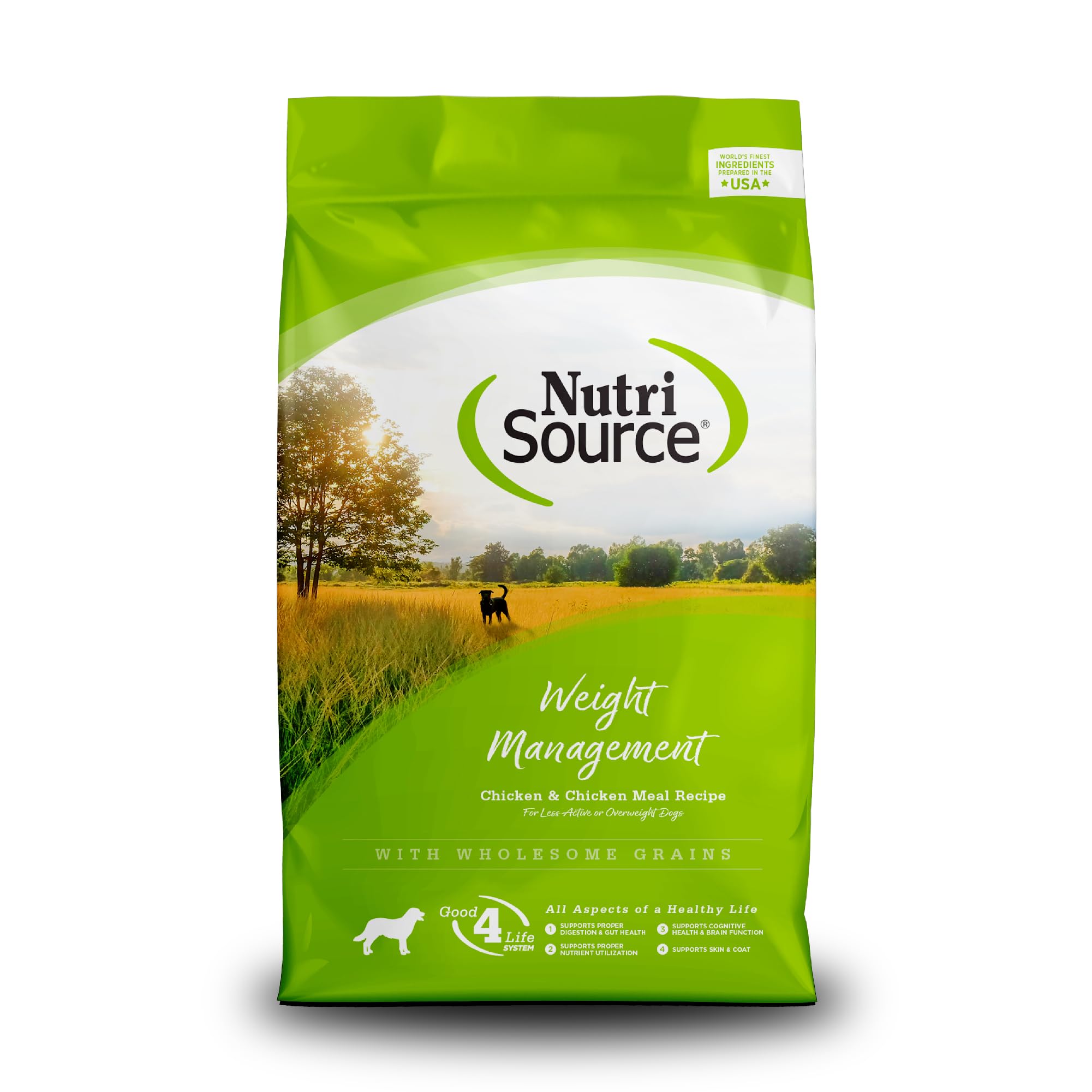 NutriSource Gestión Peso: saco de 12 lb para plan de alimentación estable.