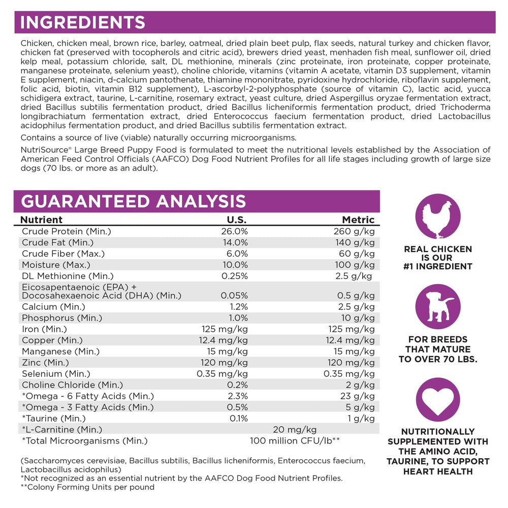 NutriSource pollo-arroz para razas grandes en crecimiento con sabor que motiva comer.