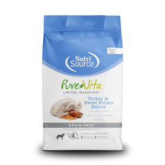NutriSource Pure Vita, bolsa 12 lb con pavo y patata dulce para perros