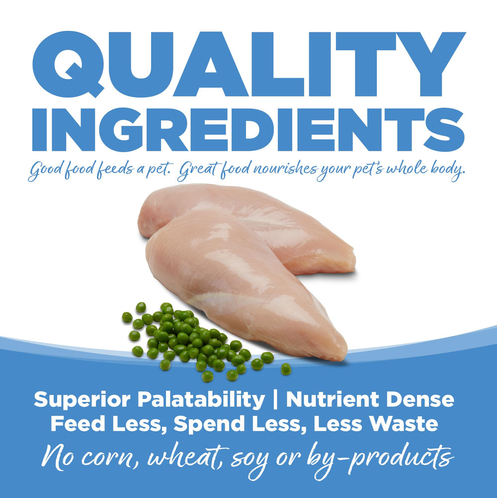 NutriSource Pure Vita ingredientes naturales; pollo real como ingrediente principal sin granos.