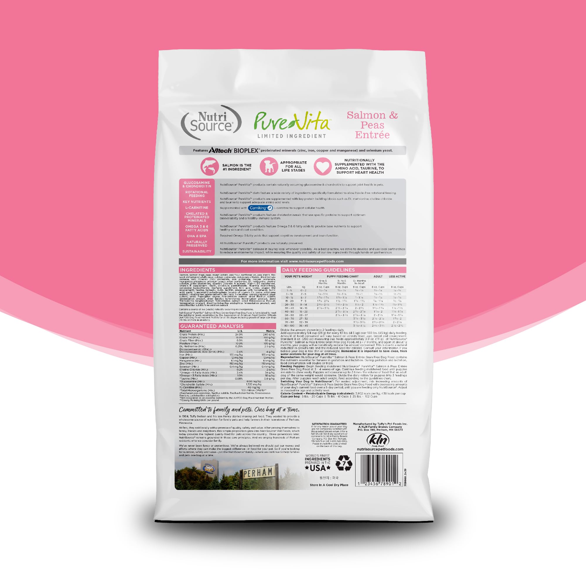 Ingredientes clave de Pure Vita salmón y guisantes para digestión suave