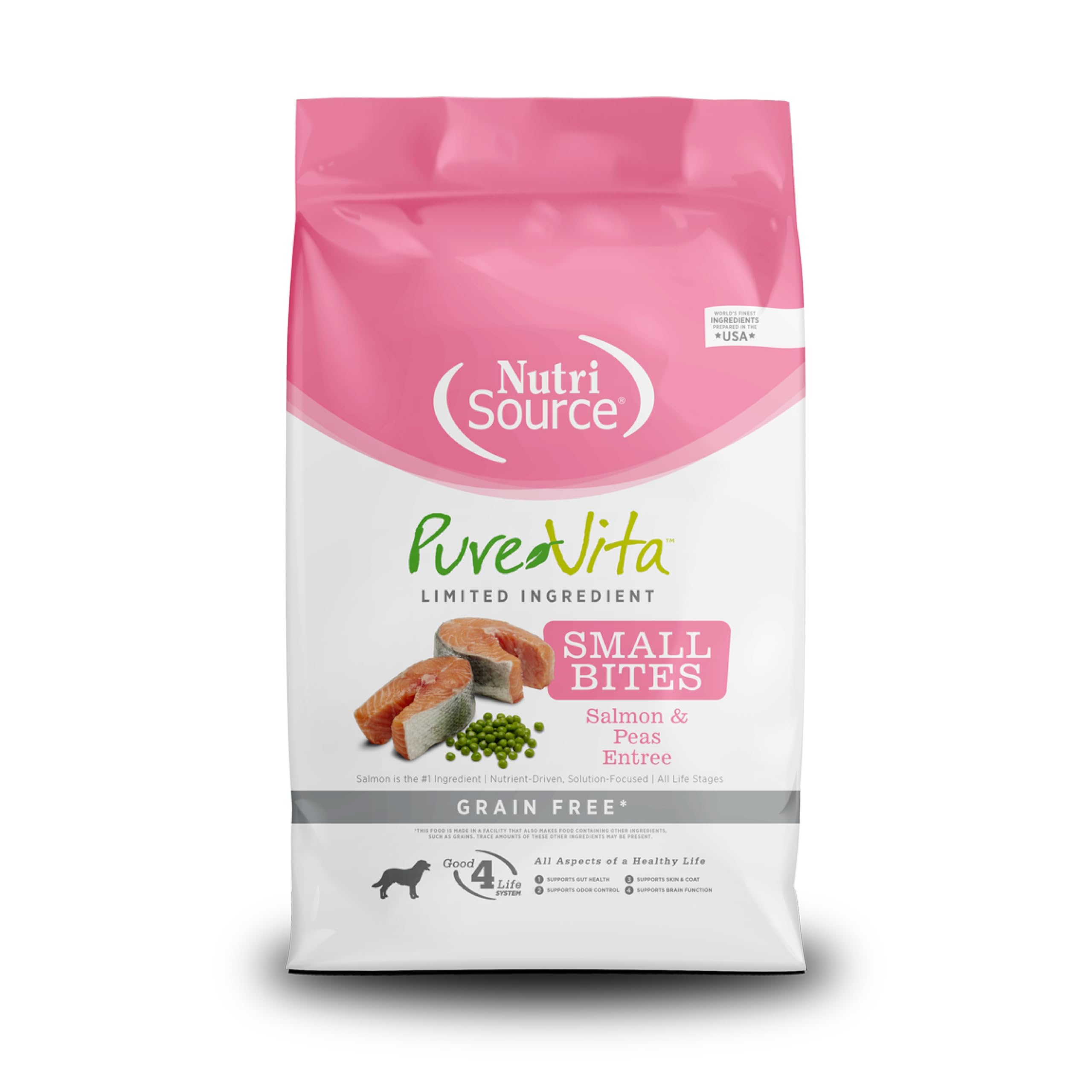 NutriSource Pure Vita Salmón y Guisantes, bolsa de 12 lb para perros.