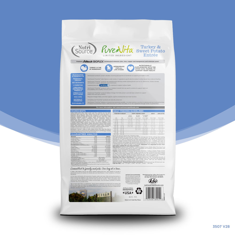 NutriSource Pure Vita sin granos con ingredientes limitados para perros
