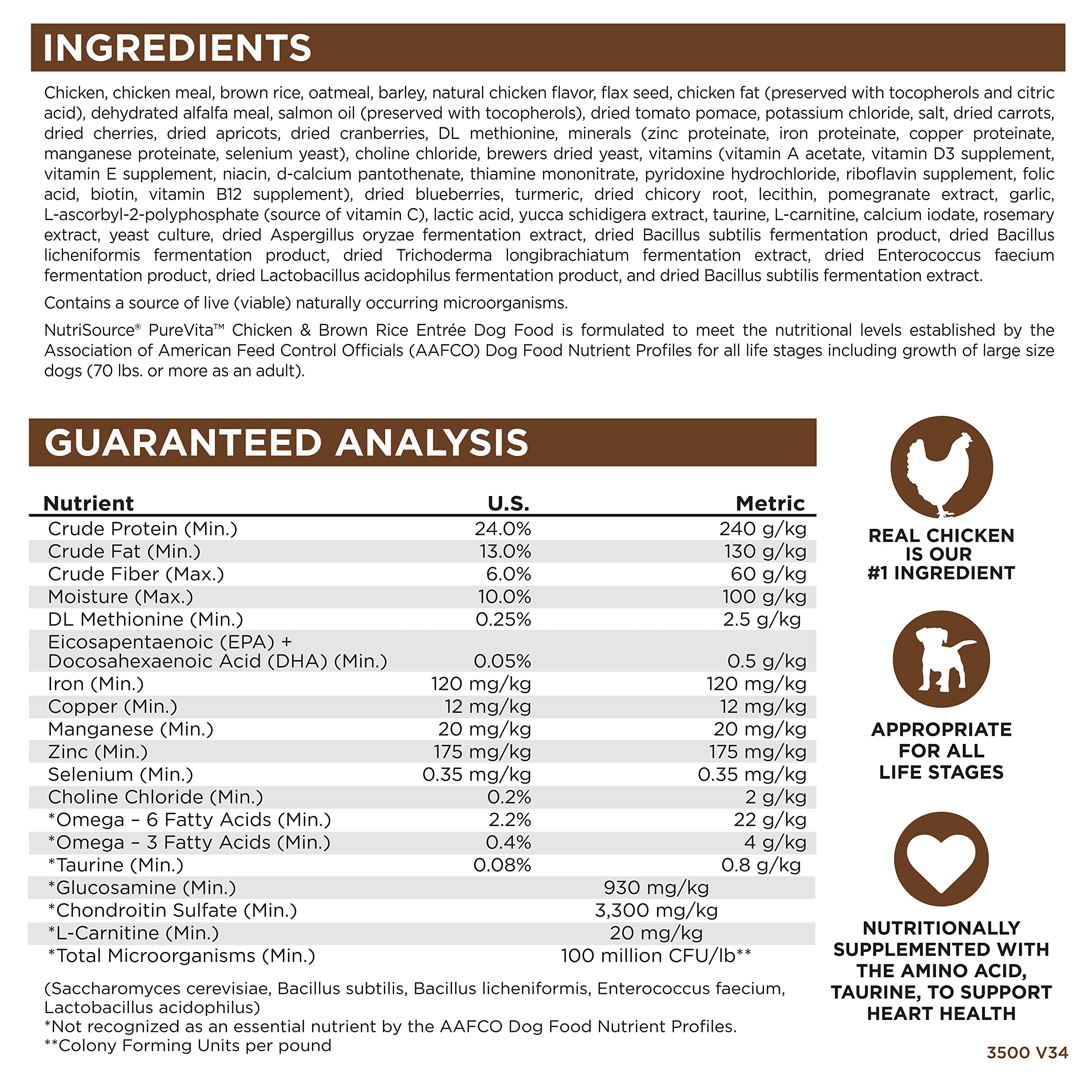 NutriSource Pure Vita uso diario para perro, apto para todas las etapas.