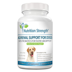 Tabletas masticables Nutrition Strength Adrenal Support para perros, posible mejora del pelaje.
