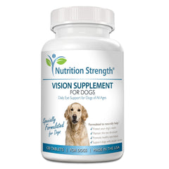Botella de Nutrition Strength Cuidado Ocular para perros, ideal para uso diario.