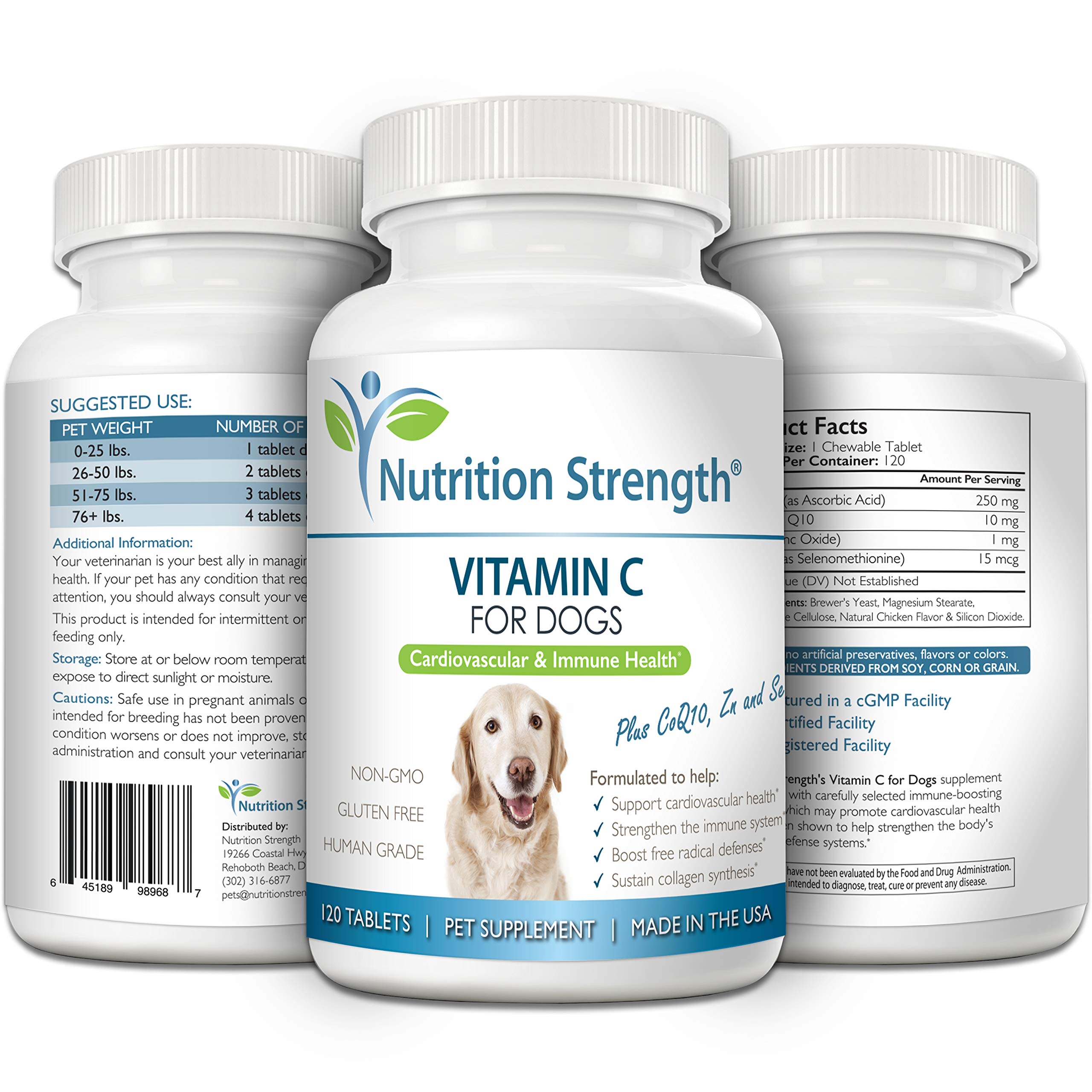 Nutrition Strength Vitamina C para perros, ingredientes de alta calidad para resultados consistentes.