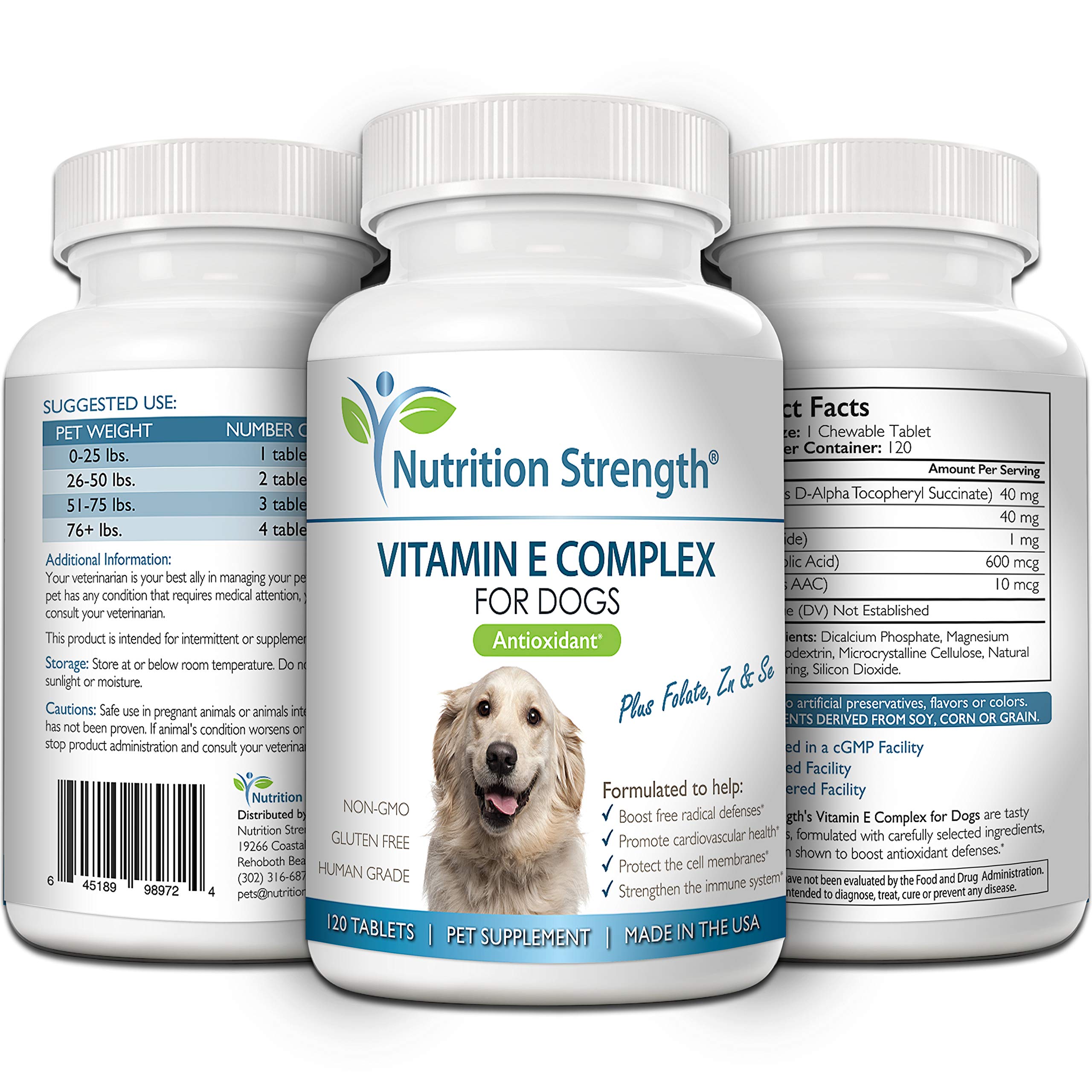 Comprimidos con selenio y folato para el sistema inmune de perros Nutrition Strength.