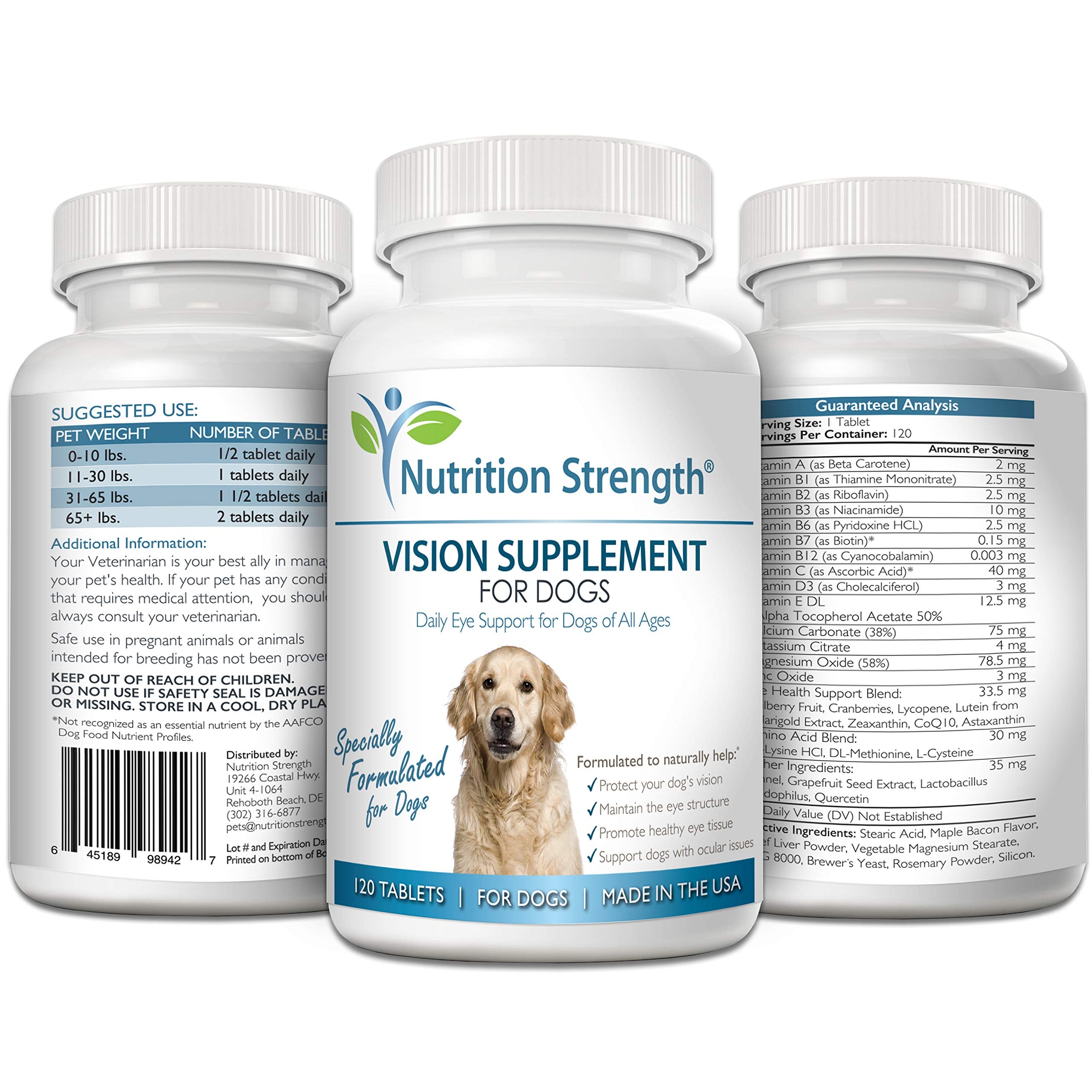 Vitaminas C y E de Nutrition Strength para ojos caninos.