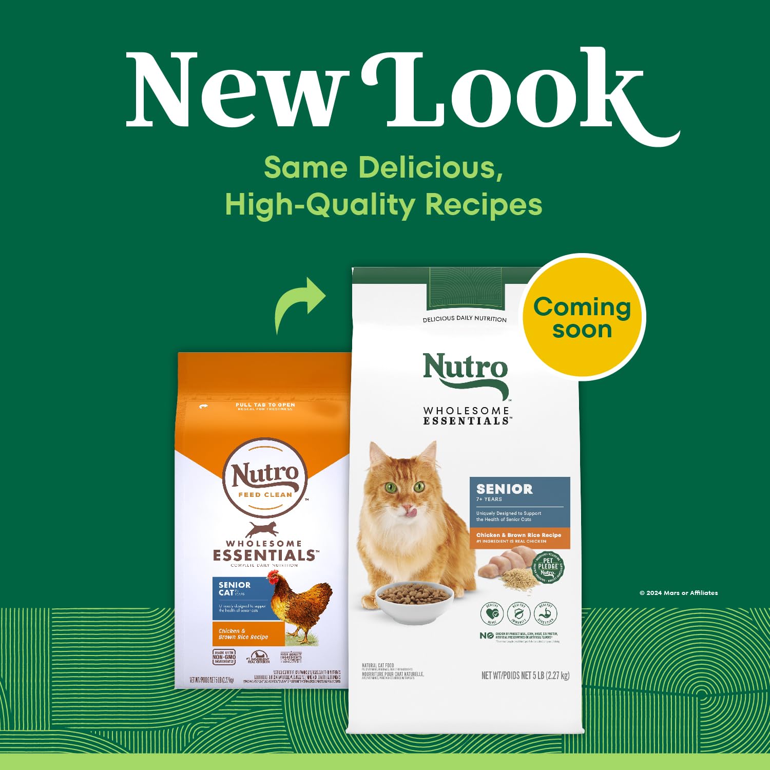 Nutro alimento seco para gatos mayores con antioxidantes y selenio.