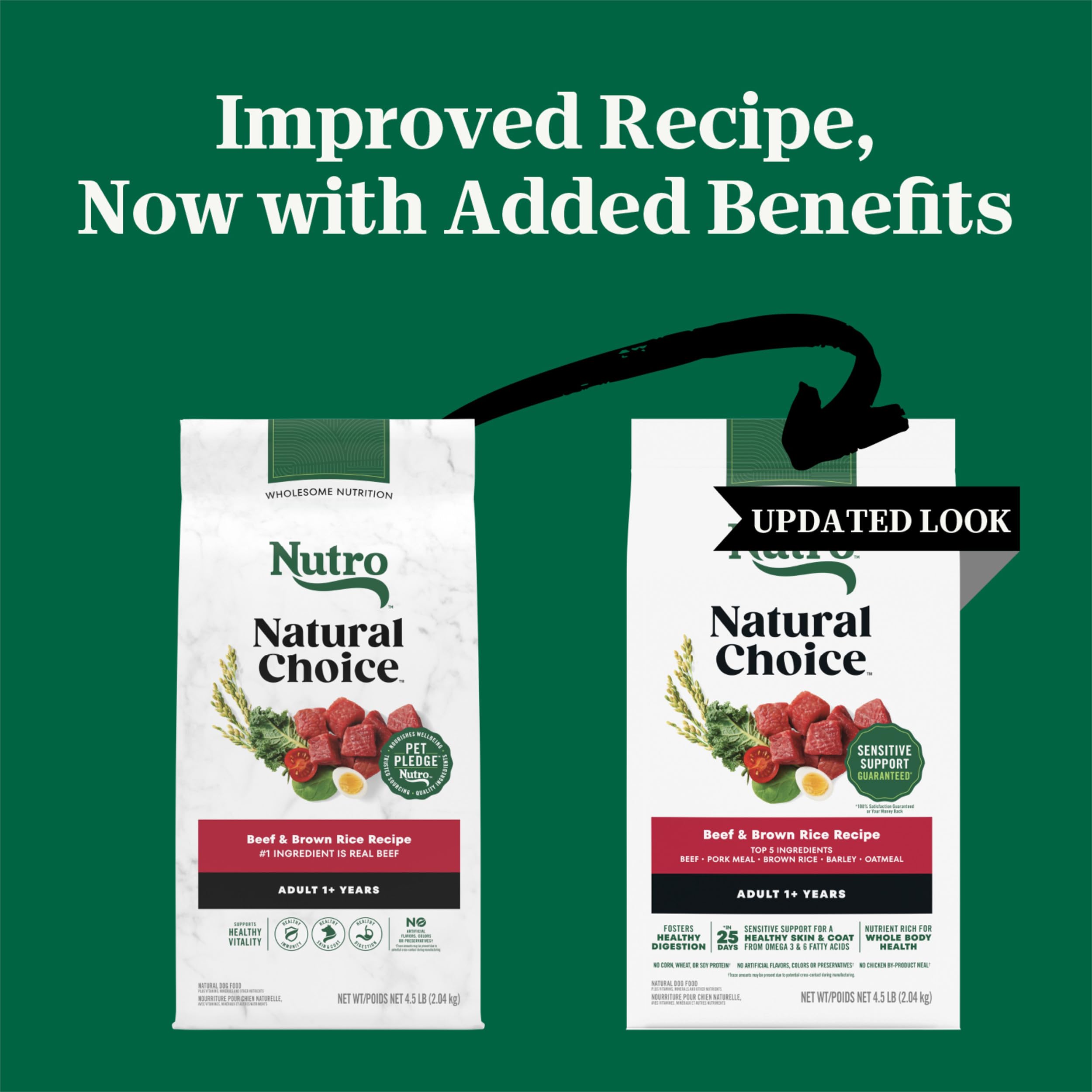 Nutro Natural Choice croquetas para perros adultos con carne de res para sabor real.