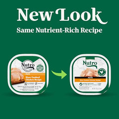 Nutro pate pollo, ingrediente principal, sabor agradable para perros.