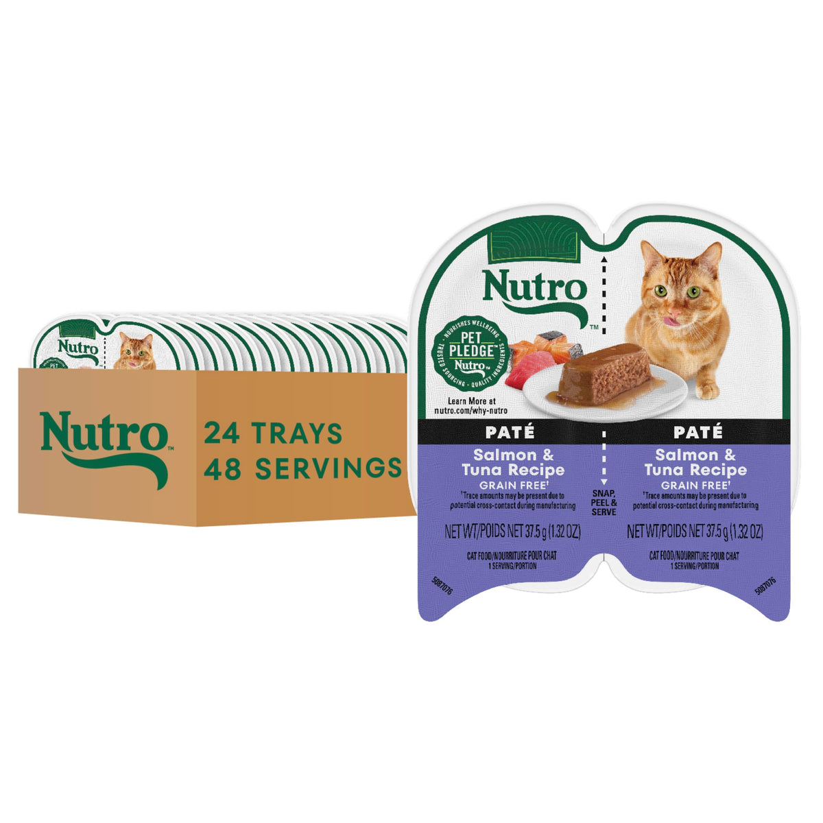 Nutro Perfect Portions pate de salmón y atún para gatos, sabor real.