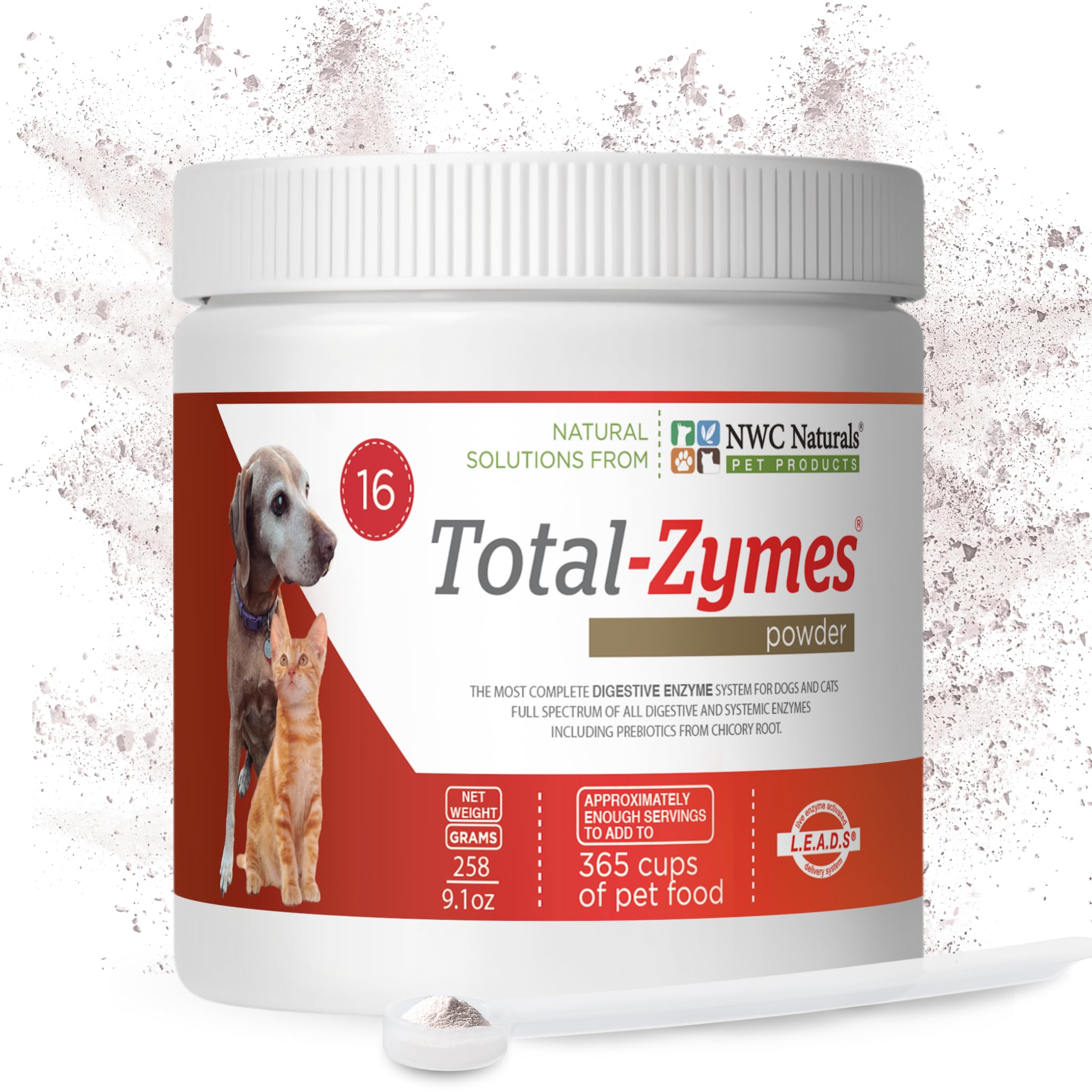 Envase 8 oz de NWC Total-Zymes para mascotas.