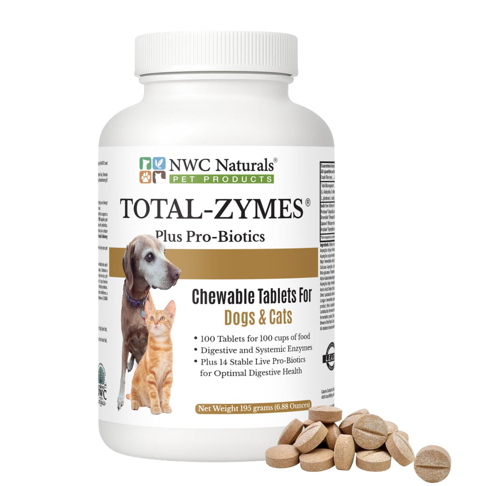 NWC Naturals Total-Zymes Plus: empaque de tabletas para apoyo digestivo diario.