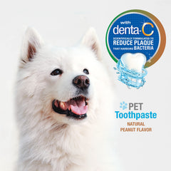 Textura cremosa de pasta dental natural para perros.