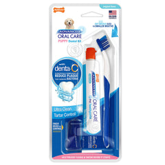 Nylabone Advanced Oral Care Puppy Dental Kit original, cepillo para perrito con cerdas suaves para encías sensibles.