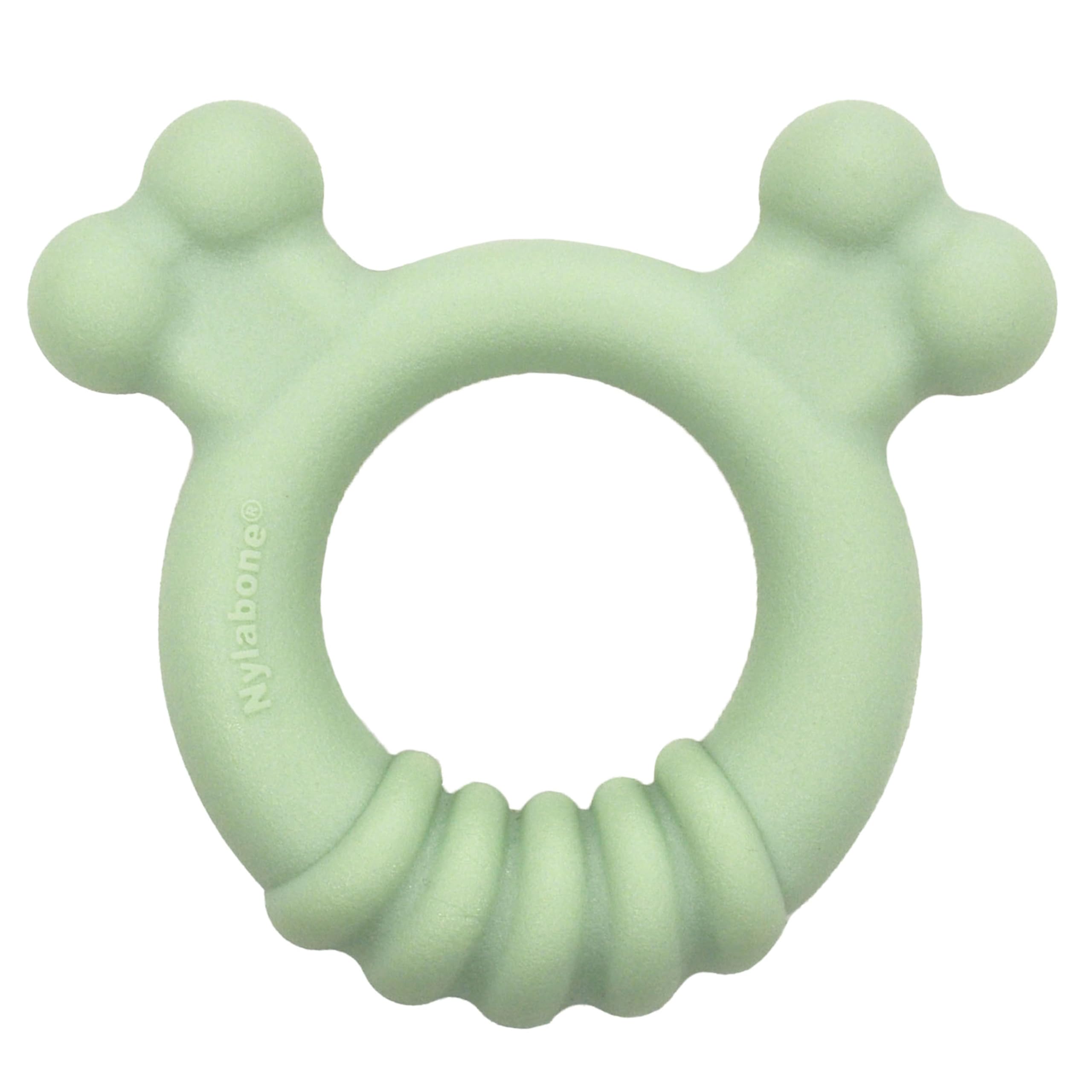 Nylabone anillo mordedor sensorial para cachorro, calma dentición y entretiene.