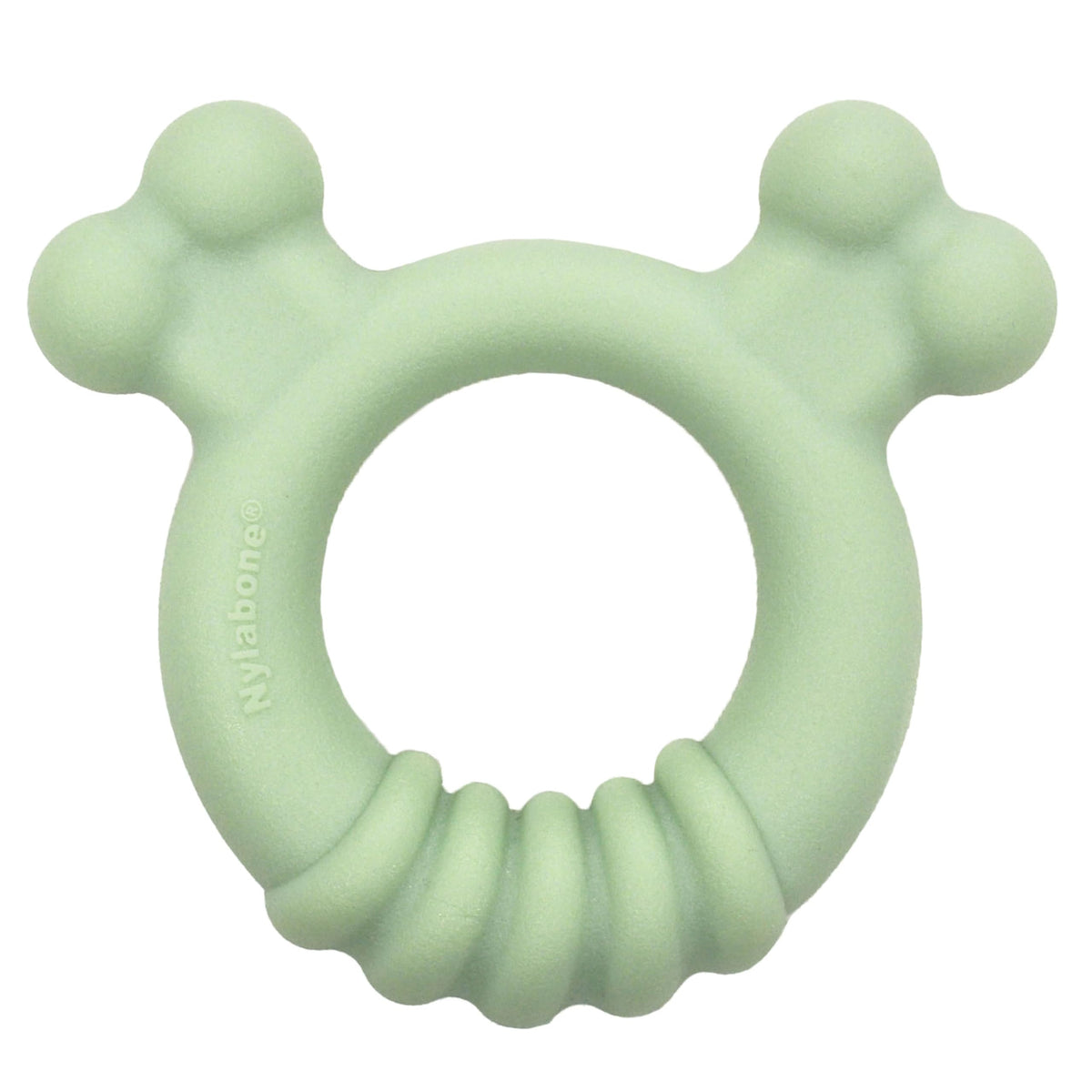 Nylabone anillo mordedor sensorial para cachorro, calma dentición y entretiene.