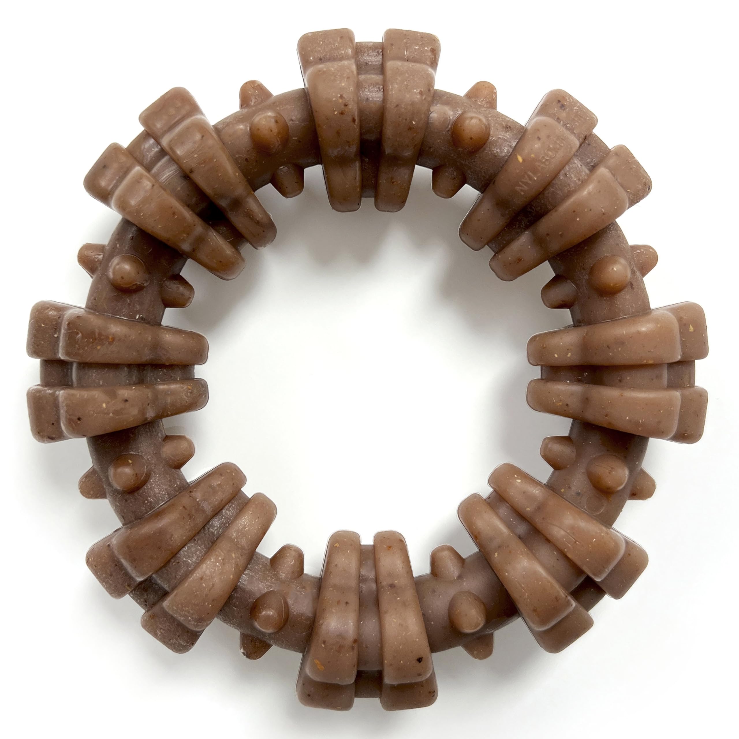 Nylabone Anillo Texturizado con sabor carne para perros pequeños, ideal para masticación diaria.