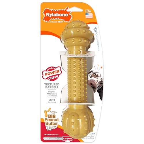 Nylabone Barbell Formas y Texturas únicas para juego constante.