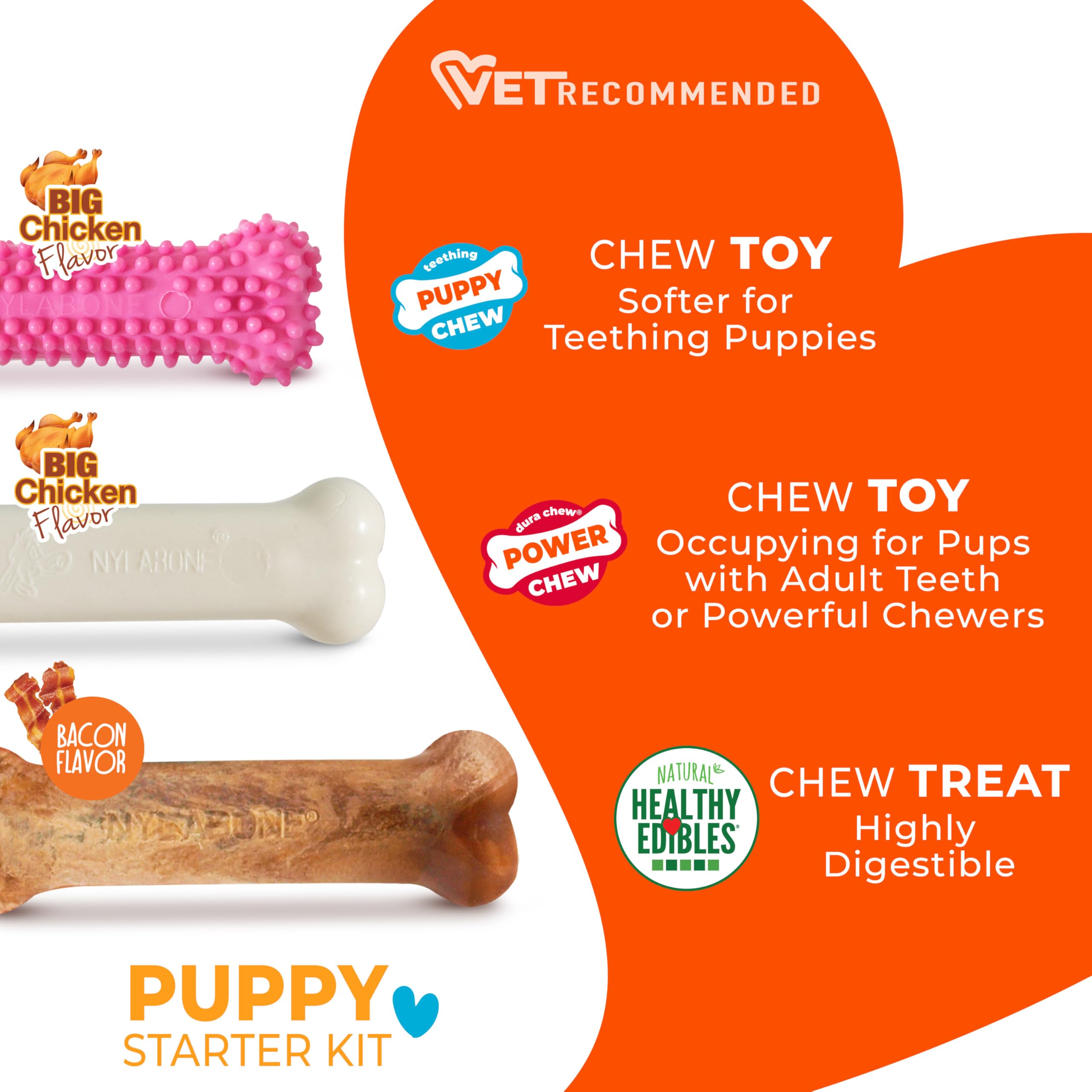 nylabone cachorros sabor pollo, masticación atractiva durante el juego