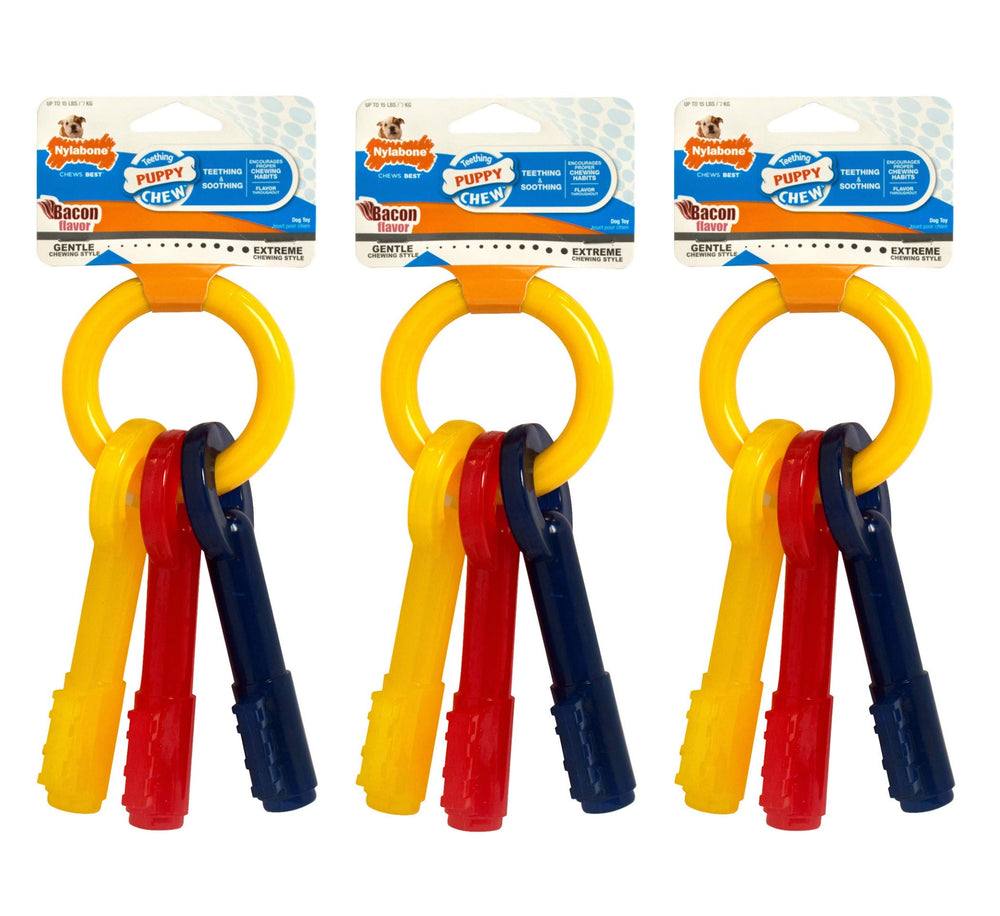 Nylabone Claves de Dentición para Cachorros sabor bacon, texturizadas para dentición.