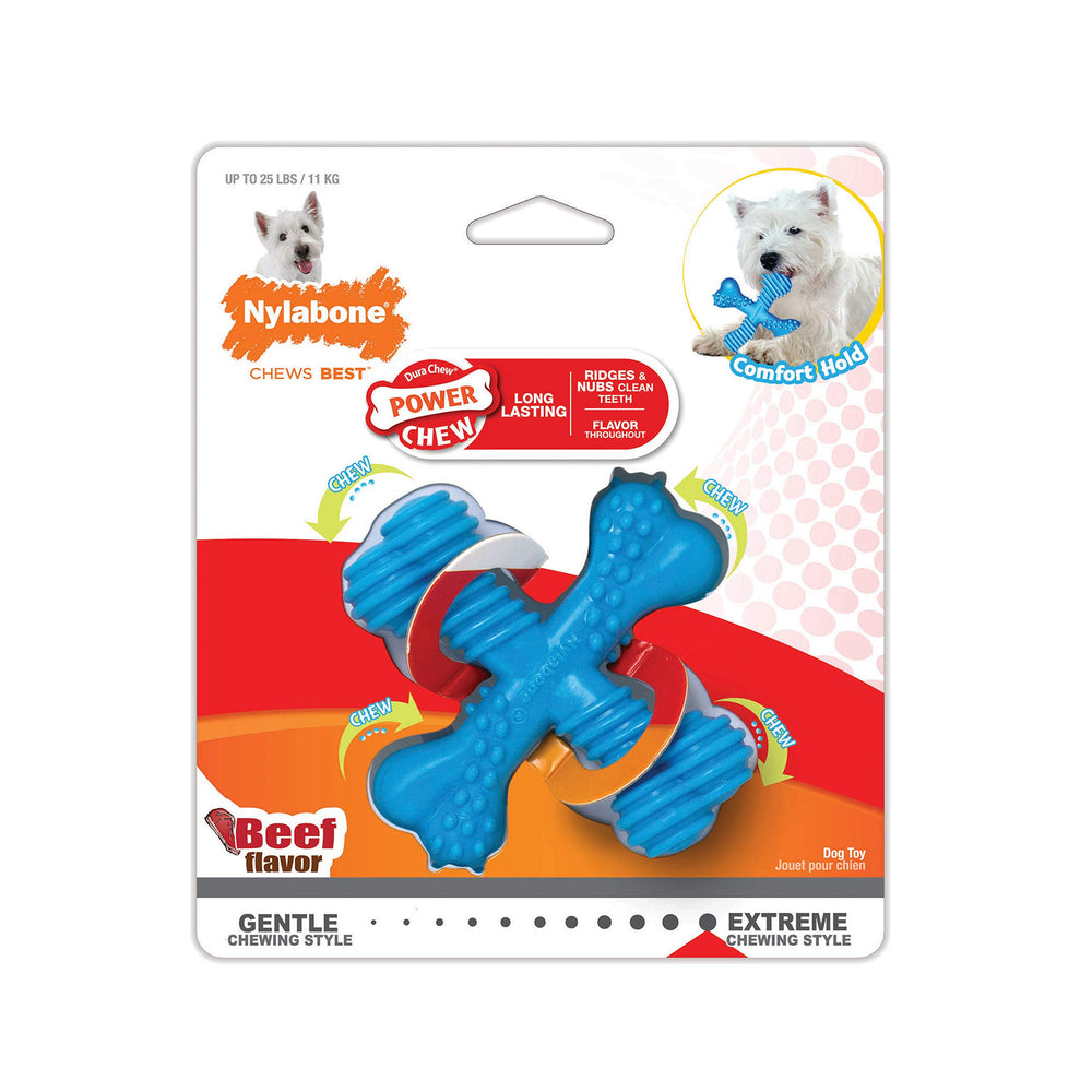 Nylabone Comfort Hold X-Bone, forma única para facilitar el agarre.