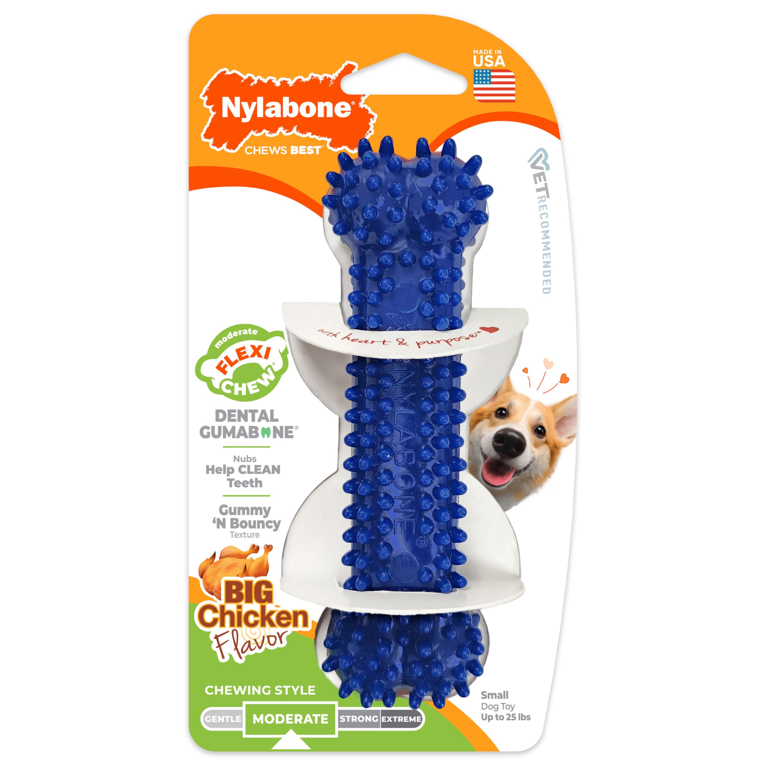 Nylabone sabor pollo para una experiencia dental duradera.