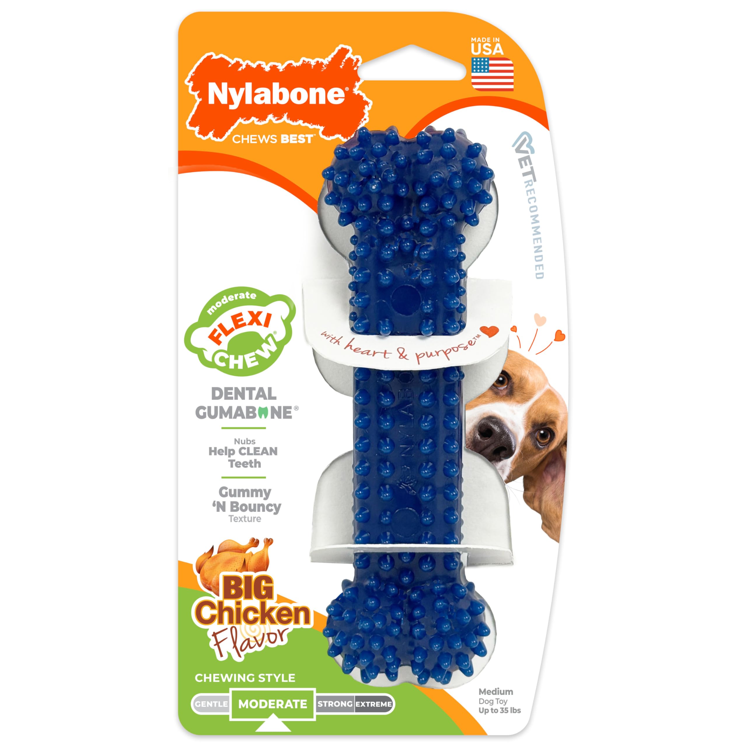 Juguete de diseño único de Nylabone para perros medianos.
