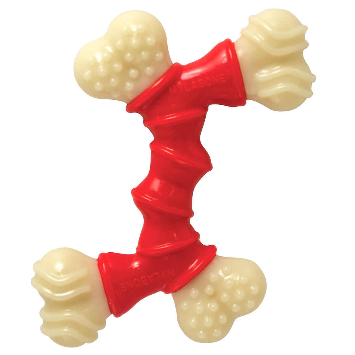 Nylabone Hueso Doble Potencia, enfoque de masticación, ideal para perros pequeños y masticadores activos.
