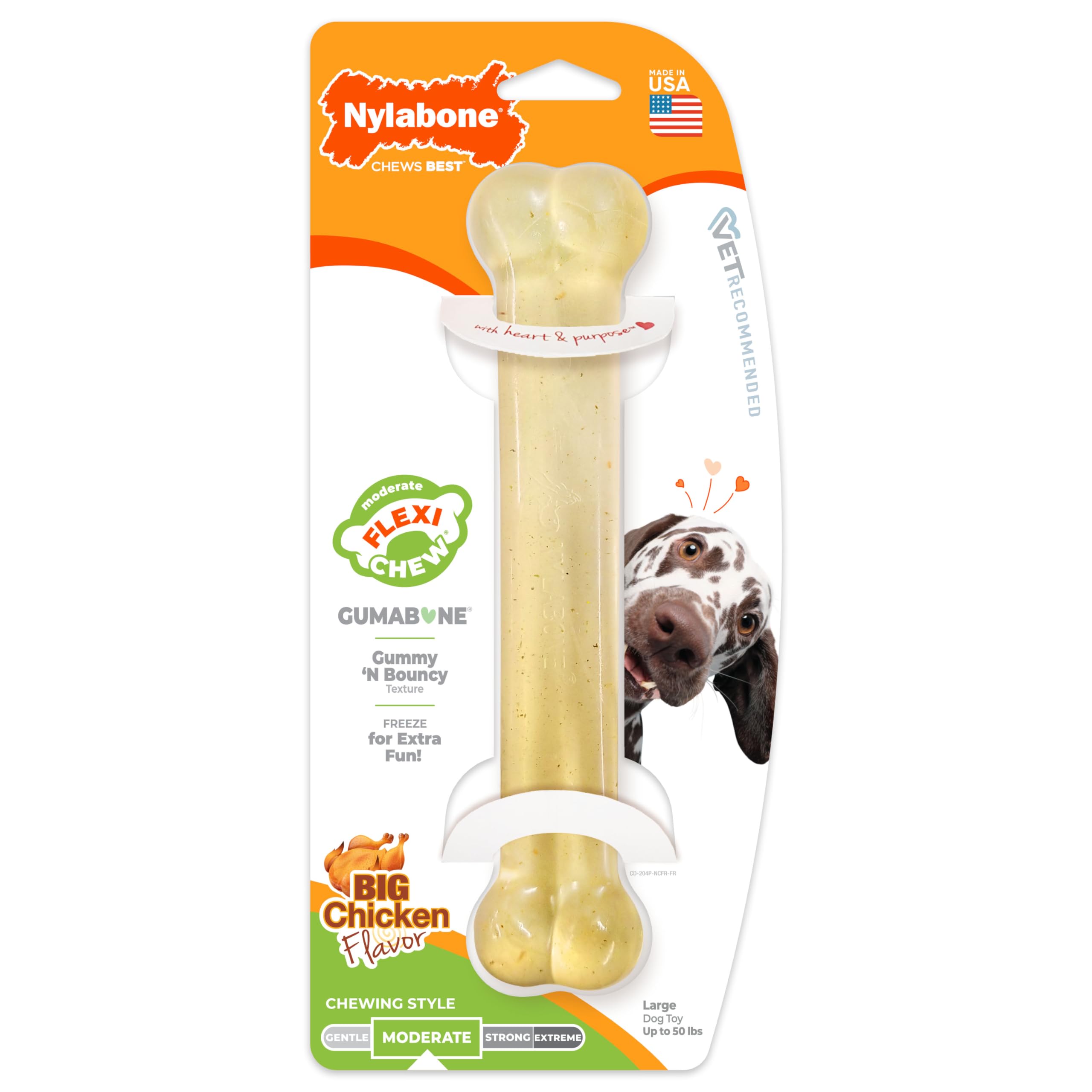 Nylabone Flexi Chew: tamaño recomendado para perros grandes hasta 50 libras.