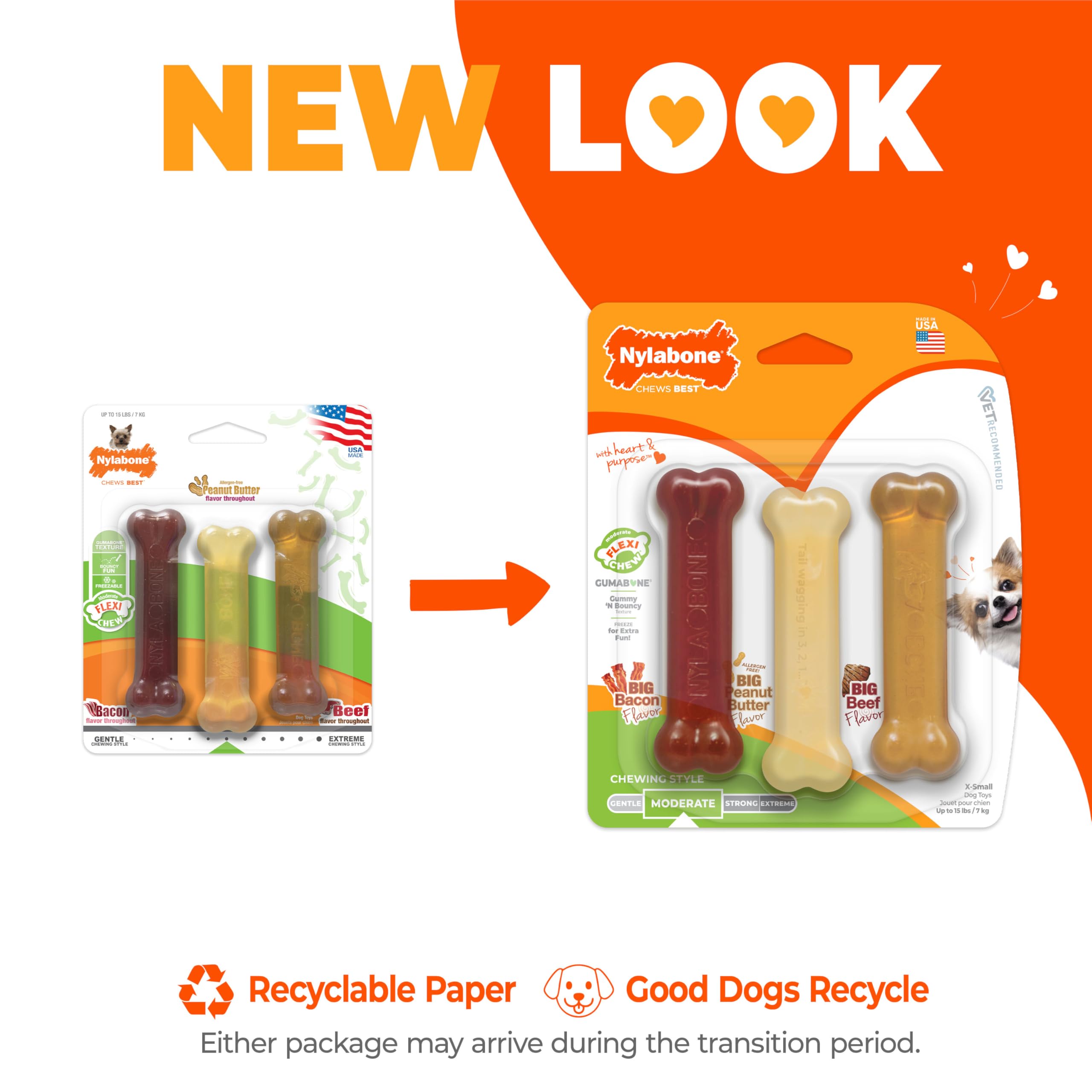 Hueso Flexi sabor mantequilla de maní para perros, juego prolongado