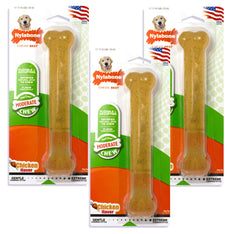 Nylabone FlexiChew Hueso para perro gigante, sabor a pollo, promueve masticación moderada.
