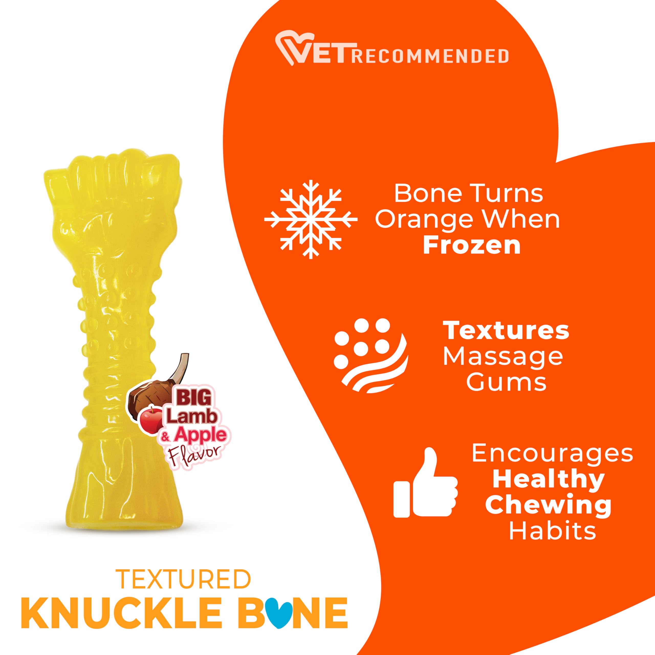 Nylabone Freezer Knuckle Bone, masaje de encías para higiene dental suave.
