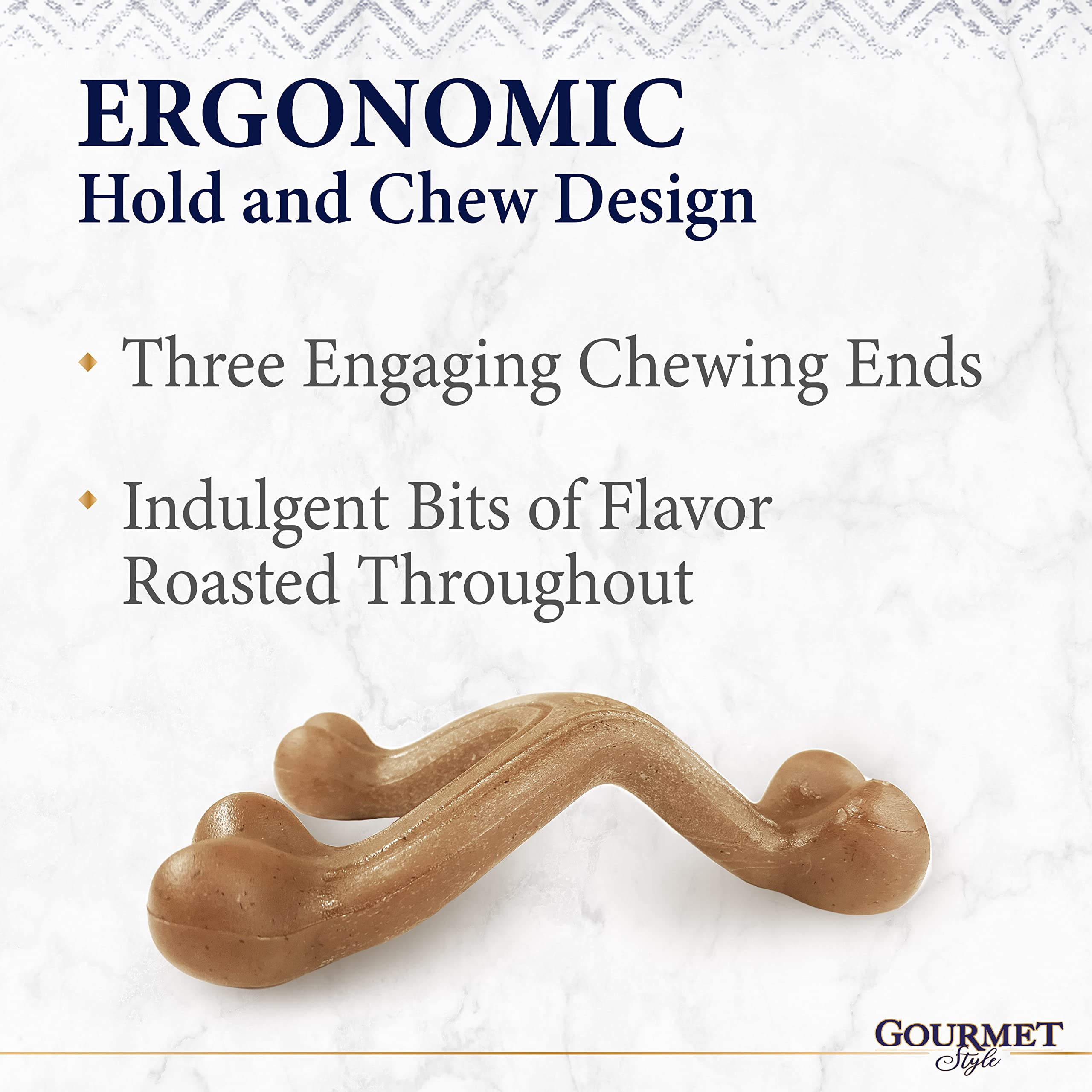 Nylabone Gourmet Style Wishbone — Arche : design ergonomique pour mâcher facilement.
