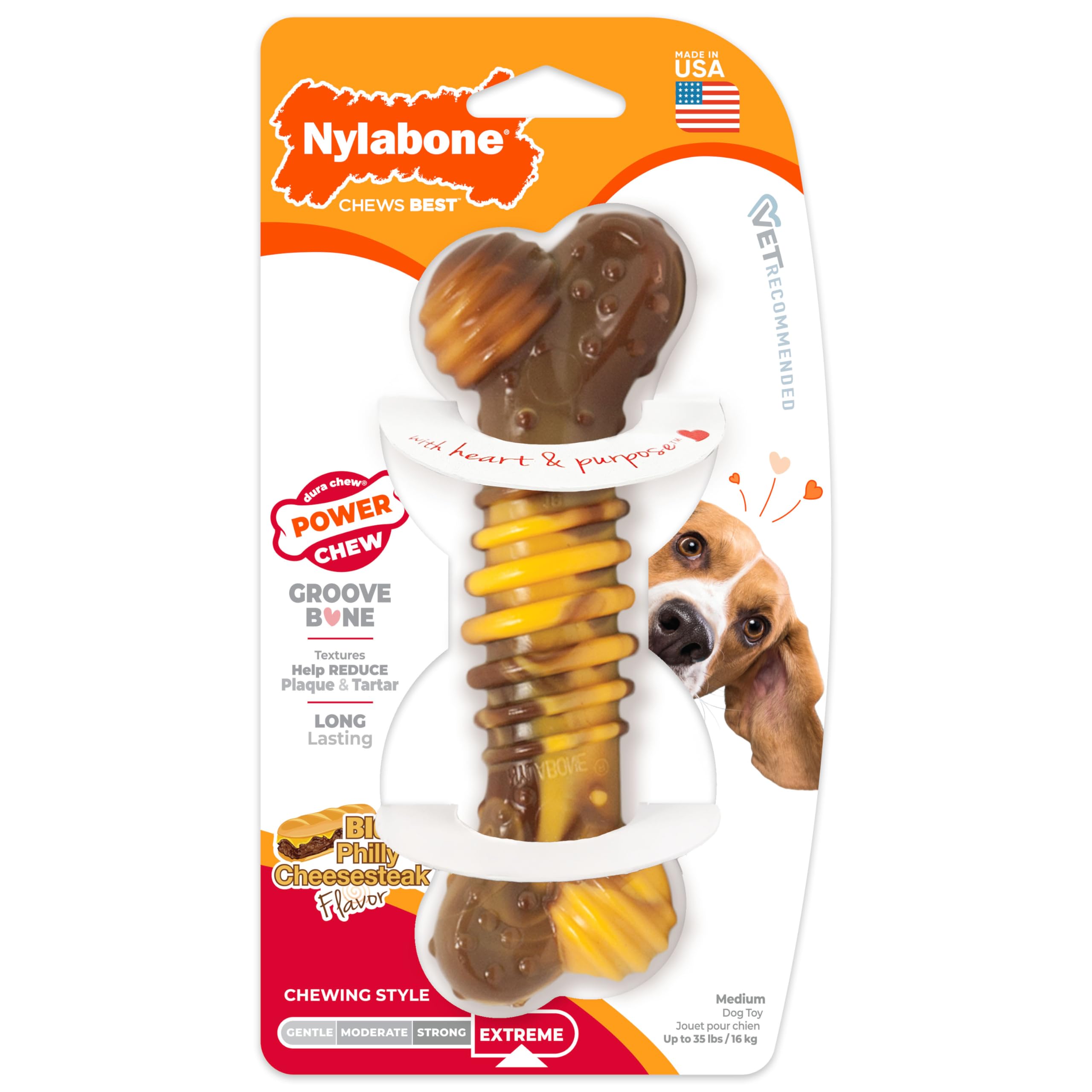 Nylabone Groove Apto para perros medianos, seguro y compatible con juego