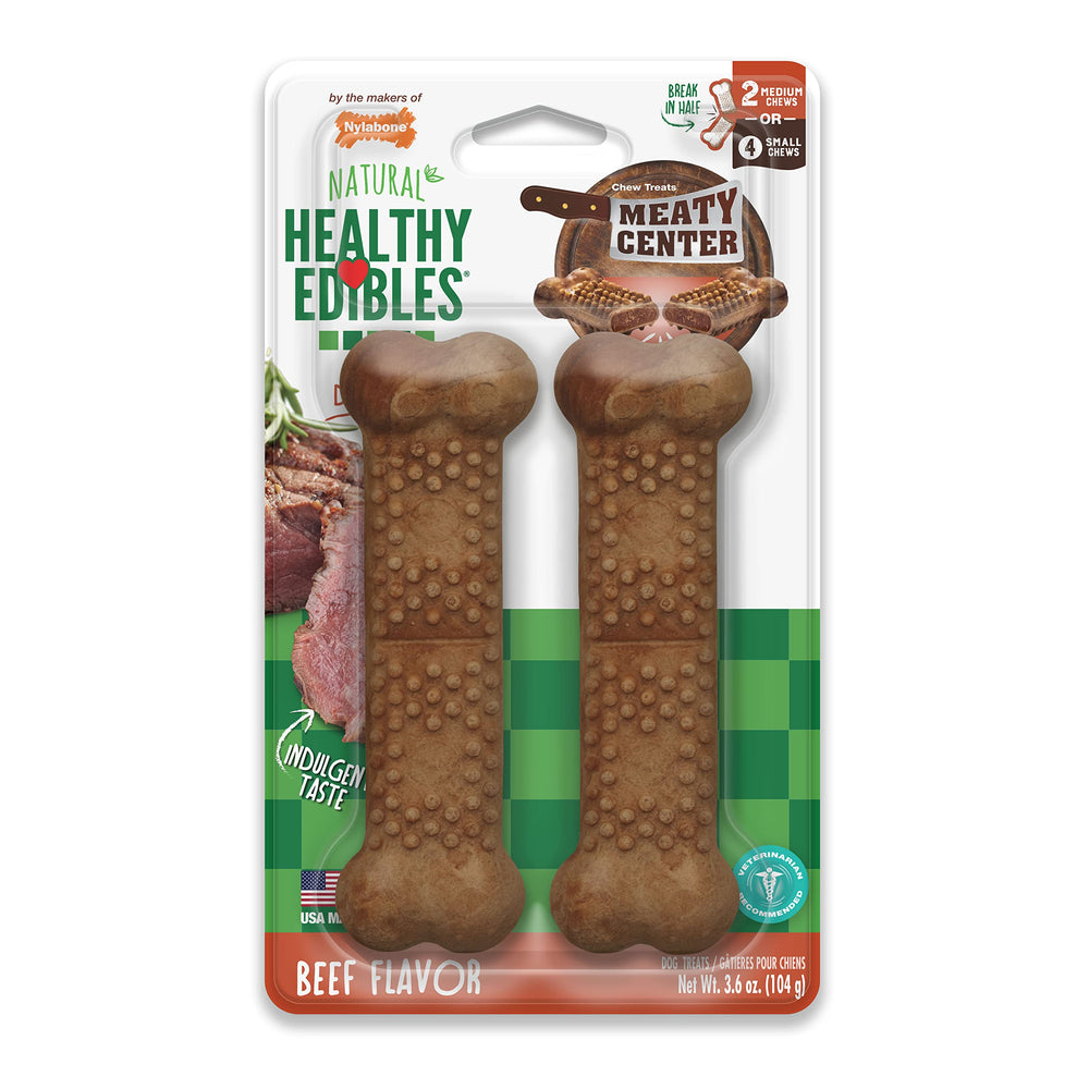 Nylabone Healthy Edibles con centro cárnico para recompensa duradera en perros medianos