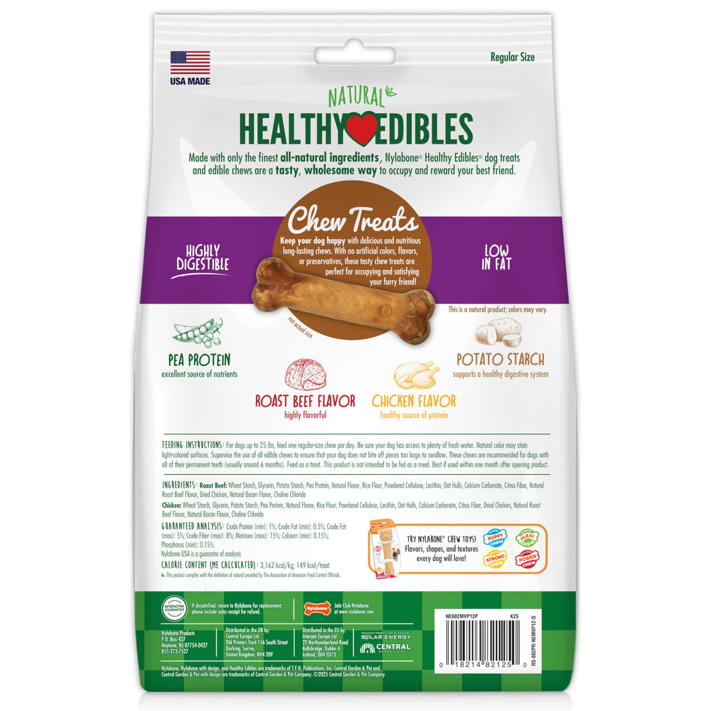 Nylabone Healthy Edibles dimensiones 4,5 pulgadas, tamaño práctico para masticar.